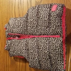 Baby Gap Leopard/Hot Pink Puffer Jacket Vest  Sz 12-18 months toddler